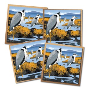 Carte Hérons - oiseaux illustrés - Lot de 4 cartes écologiques