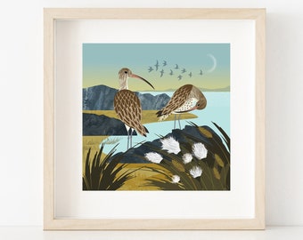 Curlews and Cotton Grass Fine Art Archival Giclée Print