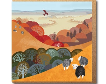 Herdwick Sheep in the Hills Eco Greetings Card