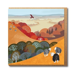 Carte mouton - paysage illustré - carte de voeux écologique