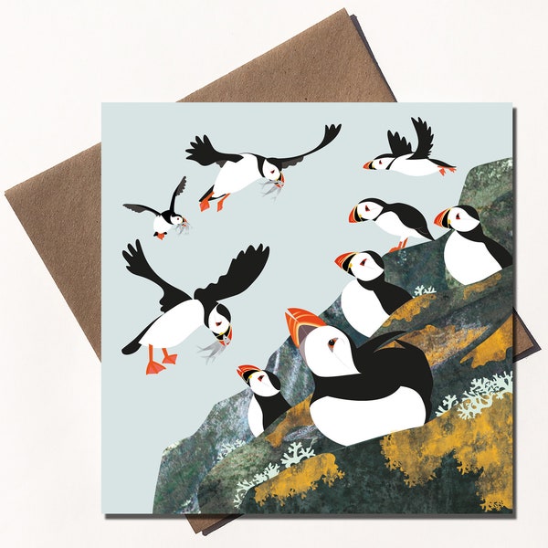 Puffin Colony Eco Greetings Card