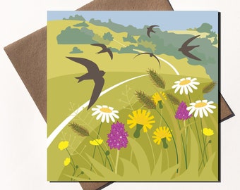 Swifts Card - illustrated birds - Eco friendly Greetings Card