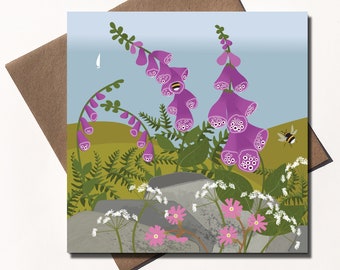 Bees and Wildflowers - Eco Greetings Card