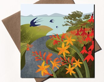Swallows By the Sea Eco Greetings Card