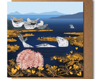 Seals and Sea Urchin Eco Greetings Card