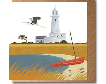 Heron and Lighthouse Eco Greetings Card