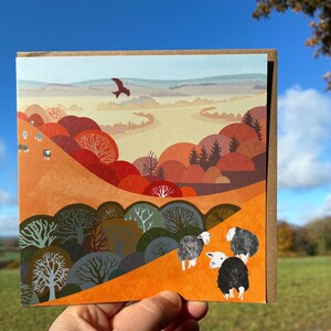Sheep Card - illustrated landscape - Eco friendly Greetings Card image 6