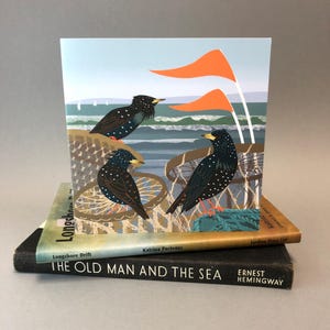 Starlings, Lobster Pots and Flags Greetings Card - illustrated birds - Eco friendly image 4