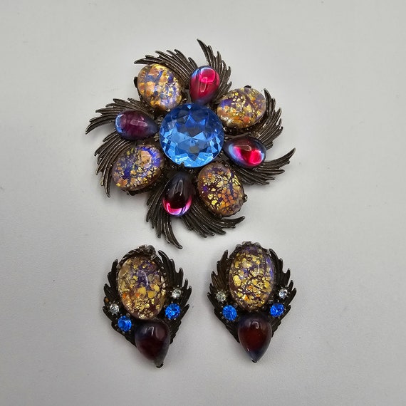 Florenza Dragons breath brooch and earrings set st