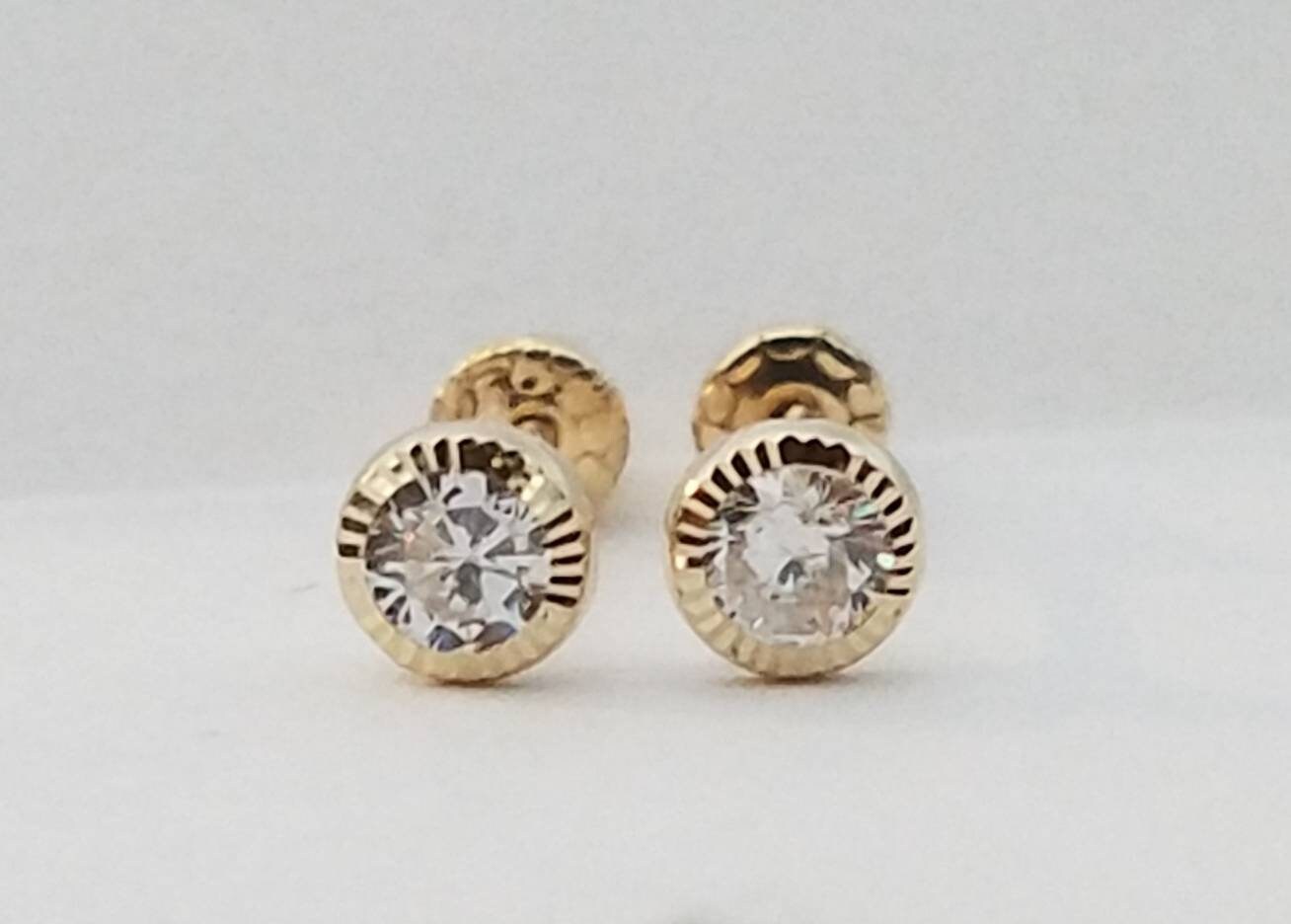 Beautiful 10K 3mm diamond stud earrings screw backs beautiful | Etsy