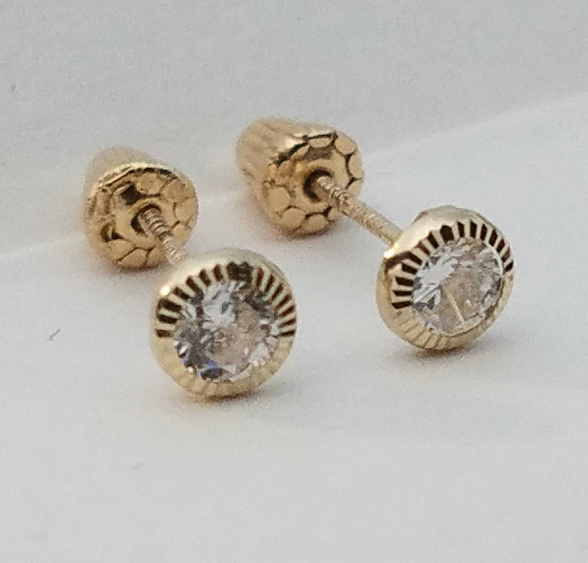Beautiful 10K 3mm diamond stud earrings screw backs beautiful Etsy
