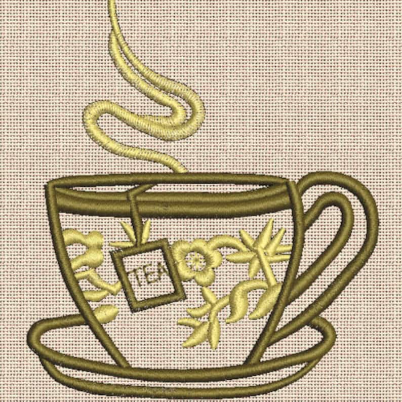 Tea Cup Applique Machine Embroidery Design digital INSTANT Etsy