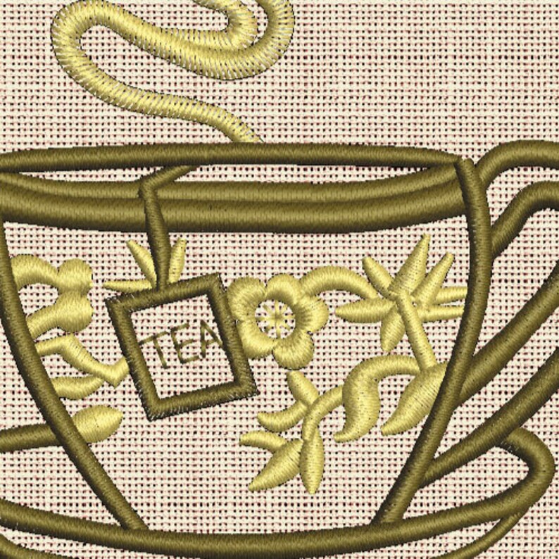 Tea Cup Applique Machine Embroidery Design digital INSTANT Etsy