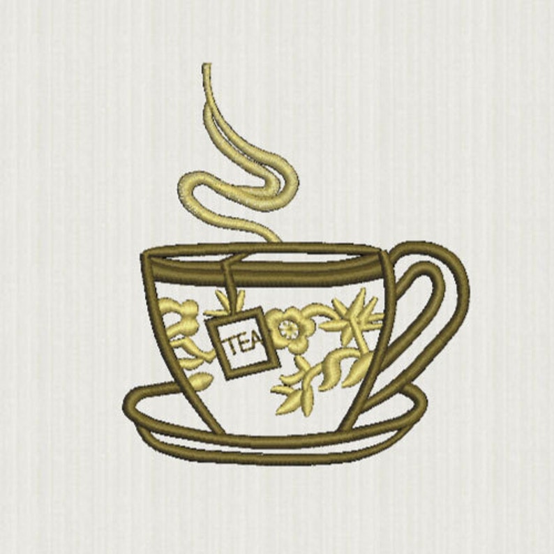 Tea Cup Applique Machine Embroidery Design digital INSTANT Etsy