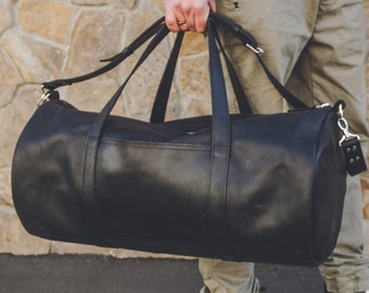 Black Leather Duffle bag, Duffle Bag Men, Leather Duffle Bag Men, Leather Gym Bag, Weekender Leather Bag, Monogrammed Duffle Bag, Travel Bag