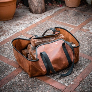 WILLOW WEAVE Firewood Carrier Bag - 40"L Waterproof Log Carrier With Padded Handles