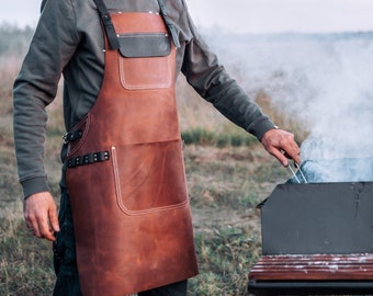 Leather Apron for BBQ, Grilling, Chef, Cooking, Restaurant, Butcher, Carpenter, Tattooist, Blacksmith, Woodworker, Best Work Leather Apron