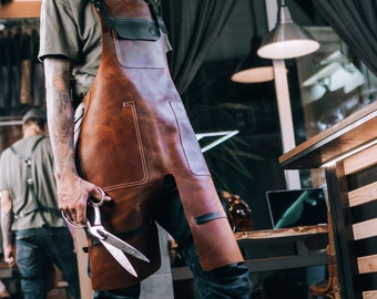 Split leg leather apron | - Pro Working Apron for Blacksmith, Woodworker, Welding, Carpentry, Barista, Barber, Grilling, Tattooist, Mechanic