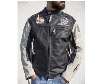 Cafe racer leather jacket, custom men leather jacket, motorcycle leather jacket, biker leather jacket cafe racer, black leather jacket