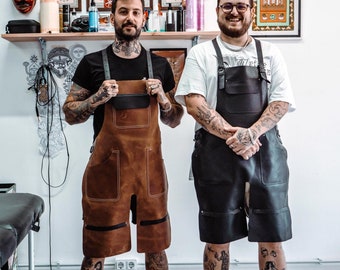 Leather apron, Split leg Apron, Personalized Tattoo Artist apron, Blacksmith apron, Barista apron, Barber apron, Chef apron, Work Apron