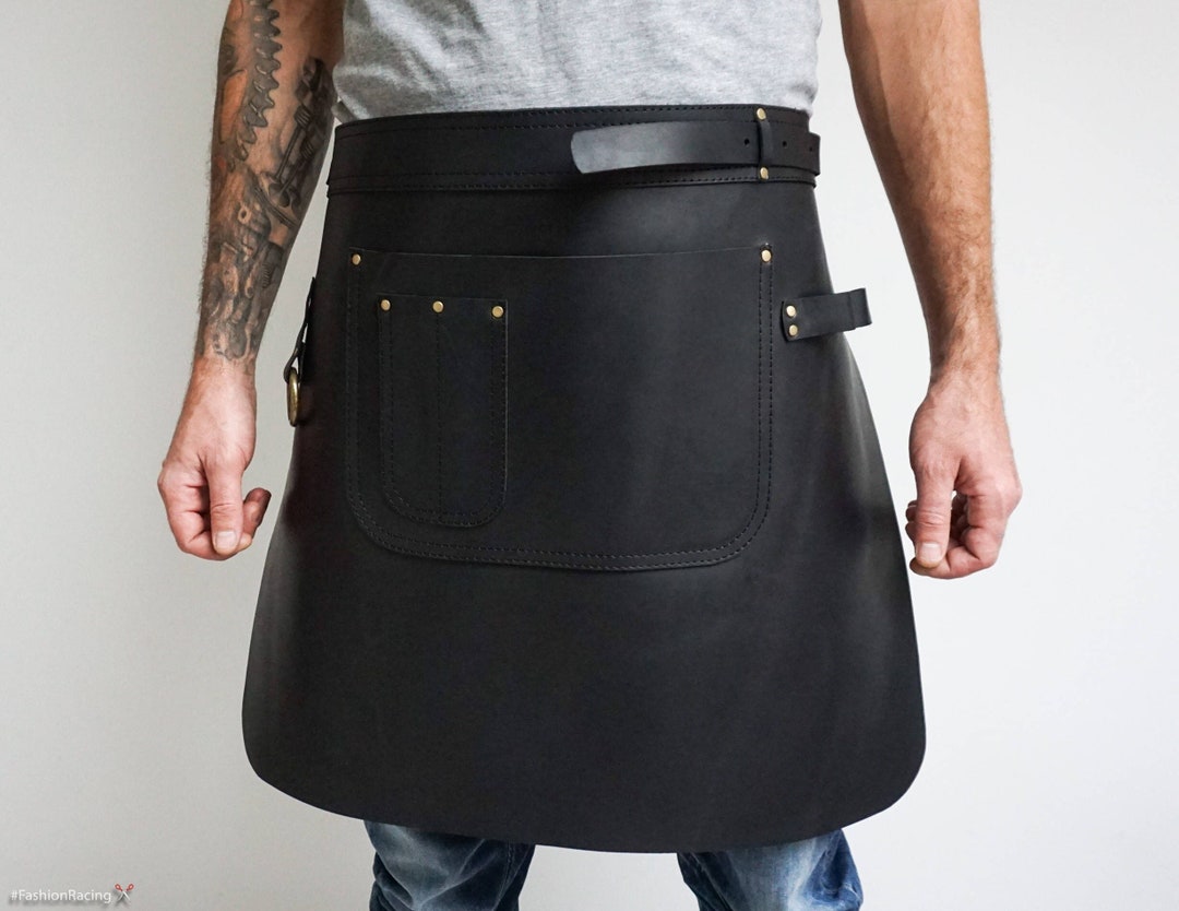 Half Leather Apron Personalized Black Leather Apron Waist Etsy