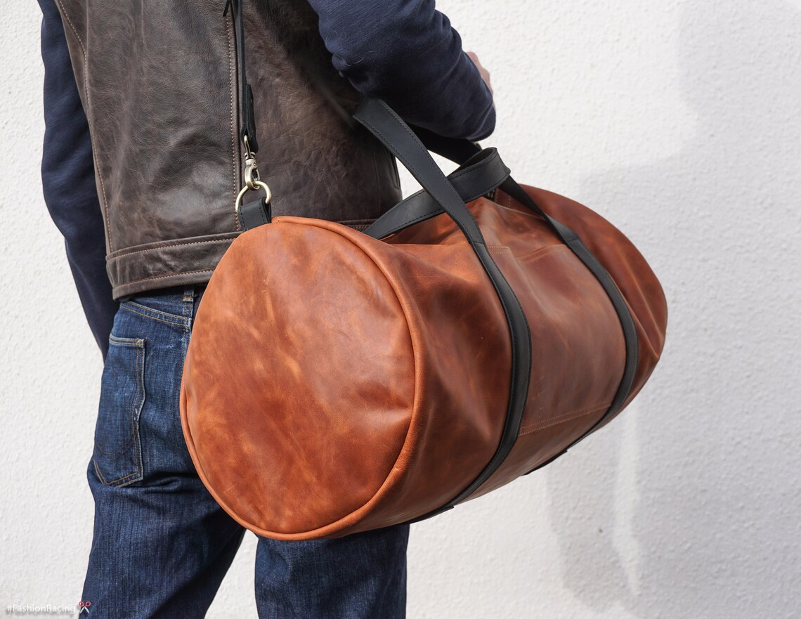 Leather Bag for Men Monogrammed Duffle Bag Personalized Etsy