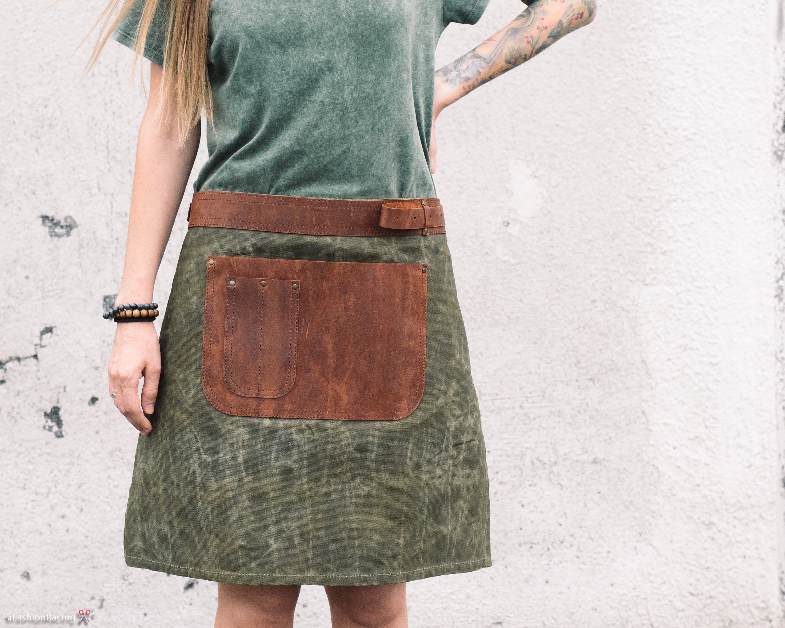 Half Apron Personalized Waxed Canvas Leather Apron Waist Apron Etsy