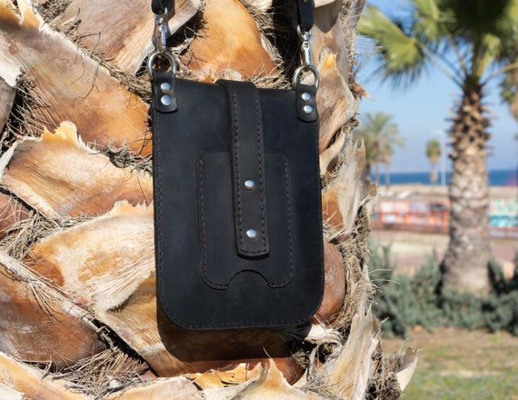 Designer Phone Bag Artisan Bag Leather Vertical Crossbody 