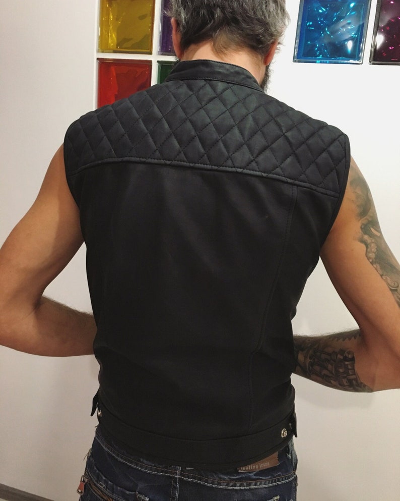 Diamond Stitch Leather Vest Cafe Racer Style Vest Custom - Etsy