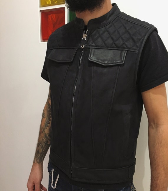 Diamond Stitch Leather Vest Cafe Racer Style Vest Custom Motorcycle Leather Vest Men s Biker Vest Mens Vests Leather Club Vest MC Vest Etsy Denmark