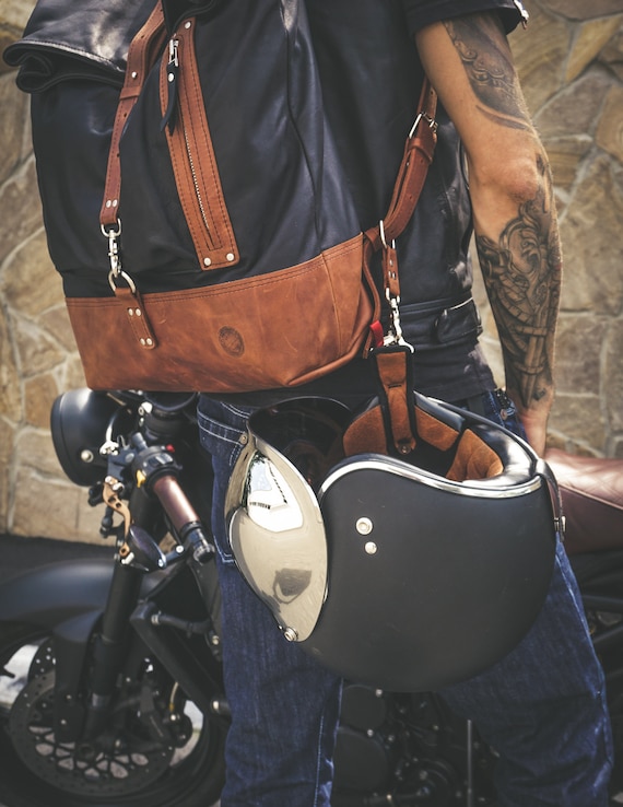 Mochila de cuero hombre, Mochila de cuero mujer, Mochila de moto