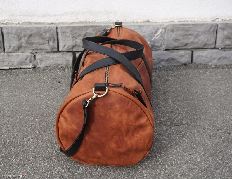 Brown Leather Duffle Bag Men Monogrammed Duffle Bag | Etsy