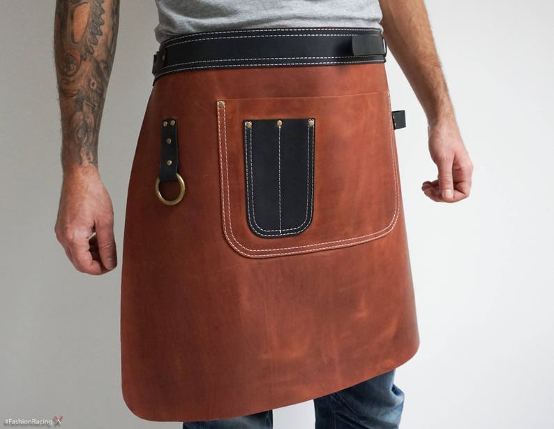 Half Leather Apron Waist Leather Apron Personalized Apron Etsy