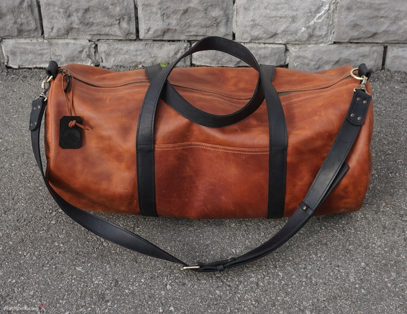 Brown Leather Duffle Bag Men Monogrammed Duffle Bag - Etsy