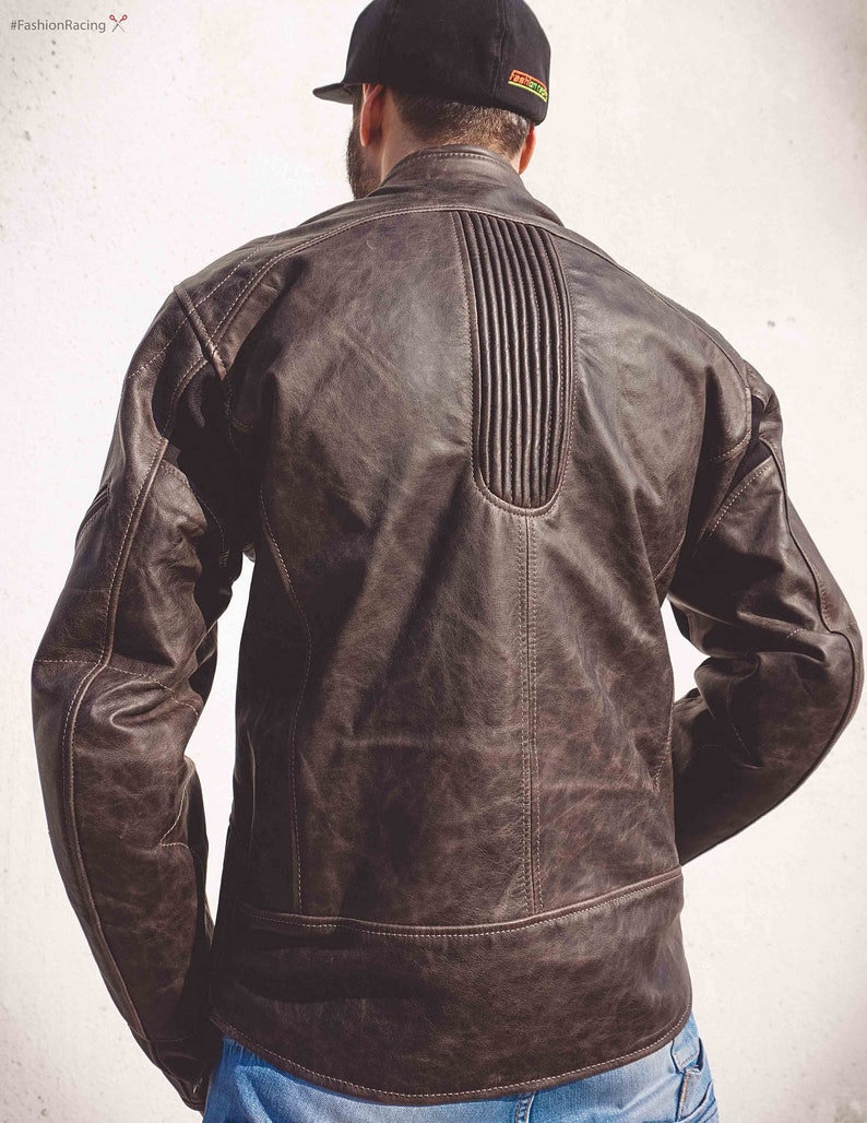 Motorbike Brown Leather Jacket Men S Motorcycle Moto By Fashion Racing