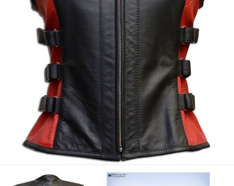 Leather motorcycle vest for ladies