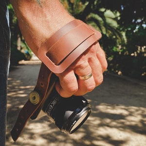 Leather Soft Camera Hand Strap | Personalized Leather Camera Wrist Strap | Rustic Brown Leather Camera Grip Strap | Сomfortable Camera Strap