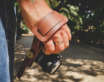 Leather Soft Camera Hand Strap | Personalized Leather Camera Wrist Strap | Rustic Brown Leather Camera Grip Strap | Сomfortable Camera Strap