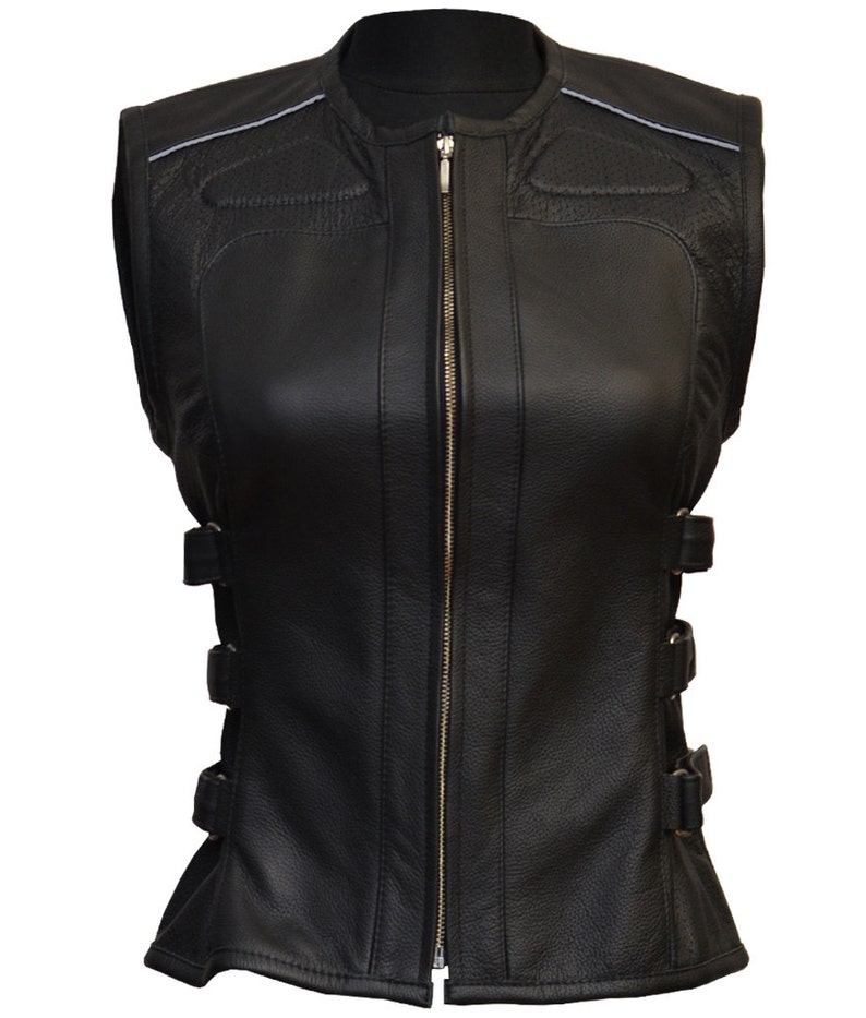 Leather vest women, motorcycle leather vest, Biker leather vest, Motorcycle leather vest by Fashion Racing, Custom leather vest, MC vest image 4