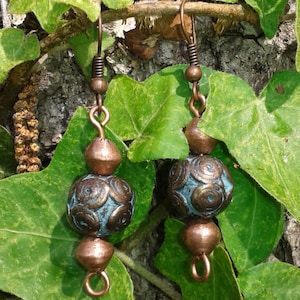 Celtic style handmade copper earrings - copper jewel - celtic jewel