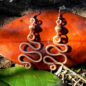 Celtic copper snake earrings - copper jewel - celtic jewel