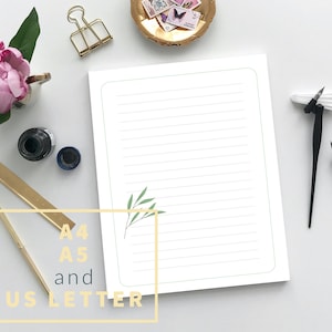 3 papéis para escrever cartas para impressão, download digital, papel de papelaria de flores variadas, carta dos EUA A4 A5, PDF JPEG, papel timbrado para correio de flores