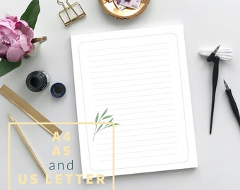3 Printable Letter Writing Paper, Digital Download Assorted Flower Stationery Paper, A4 A5 US Letter, PDF JPEG, Flower Mail Paper Letterhead