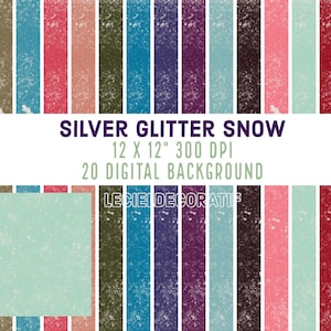 12” Digital Silver Glitter Snow Background | Pattern Texture Sheet | Printable Wall Art | Commercial Use