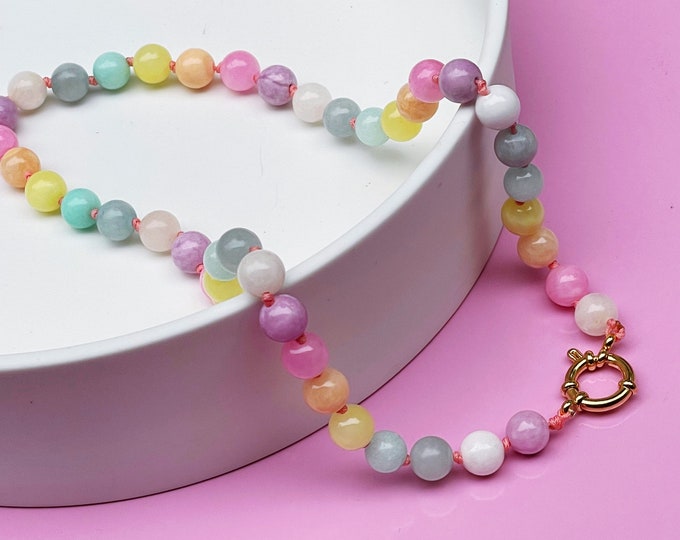 Pearls Choker Necklace "RAiNBOW" ombre