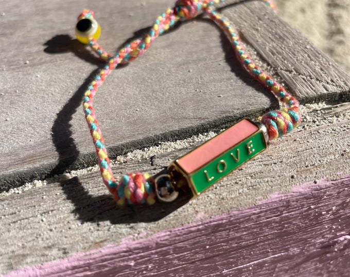 LOVE LOCKED colorful bracelet with enameled charm