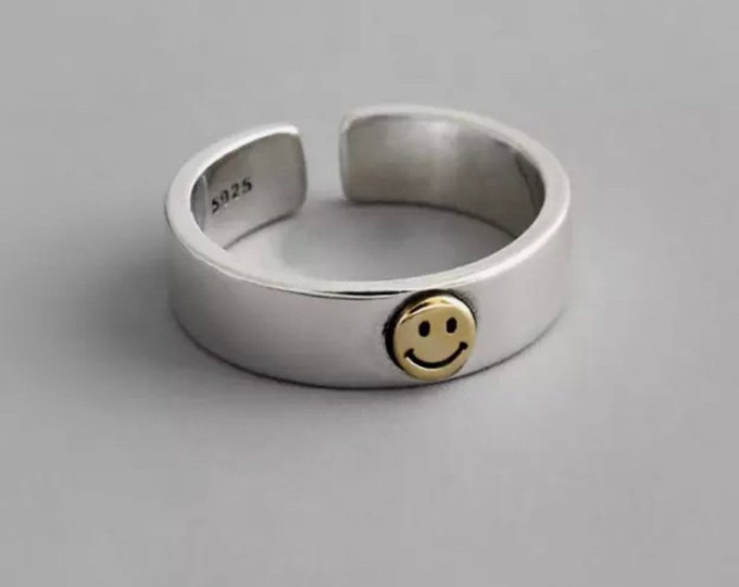 SMILE SILVER Statement Ring adjustable size