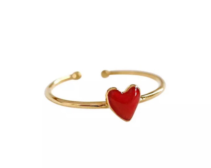 Heart ring gold plated and adjustable in size