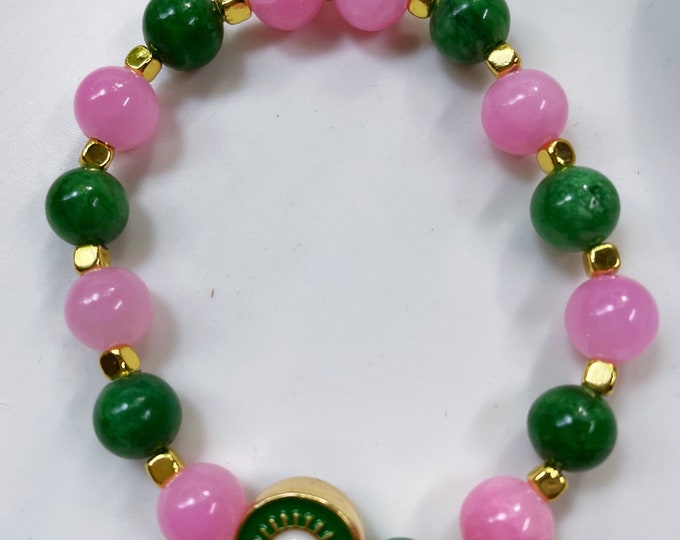 PROTECTION Pearl Bracelet green/pink by April & Cloud