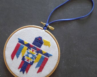 Decoration Drum frame to embroider with Indian eagle cross stitch